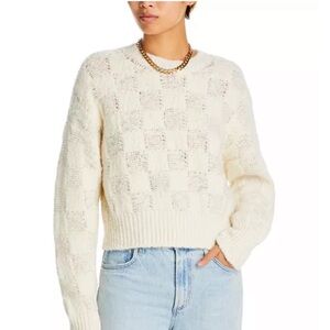 Brand New Anine Bing Bennett Textured Ivory Chunky Knit Wool Alpaca Sweater
